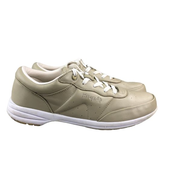 Propet Women's Size 10 AA (N) Washable Walker Tan White Lace-Up Sneakers Shoes - Picture 1 of 12